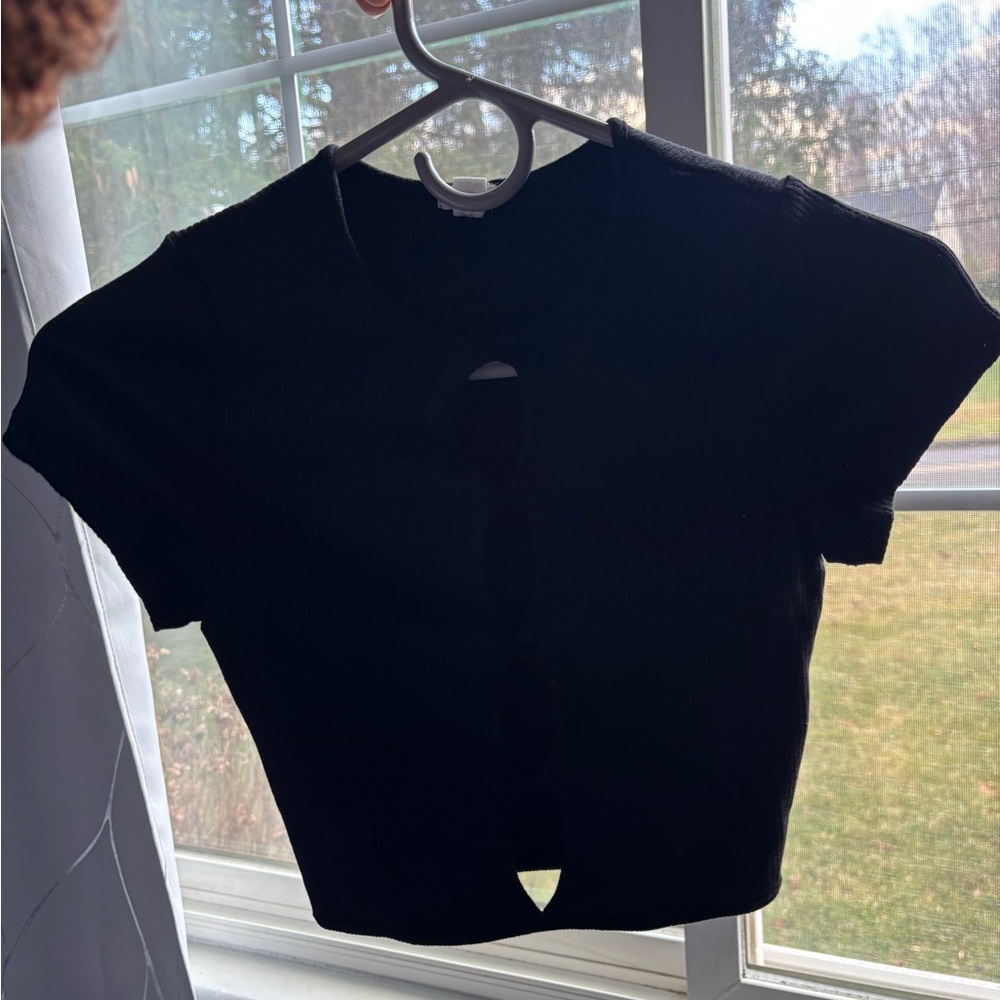 Garage Black Cut-Out Crop Top